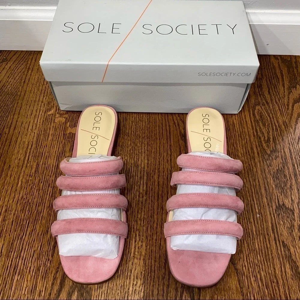 New Sole Society Saxten Strappy Slide Sandals